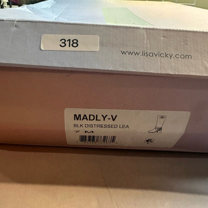 318.322. NEW SIZE 7 Black Combat Moto Boots with Buckle Straps