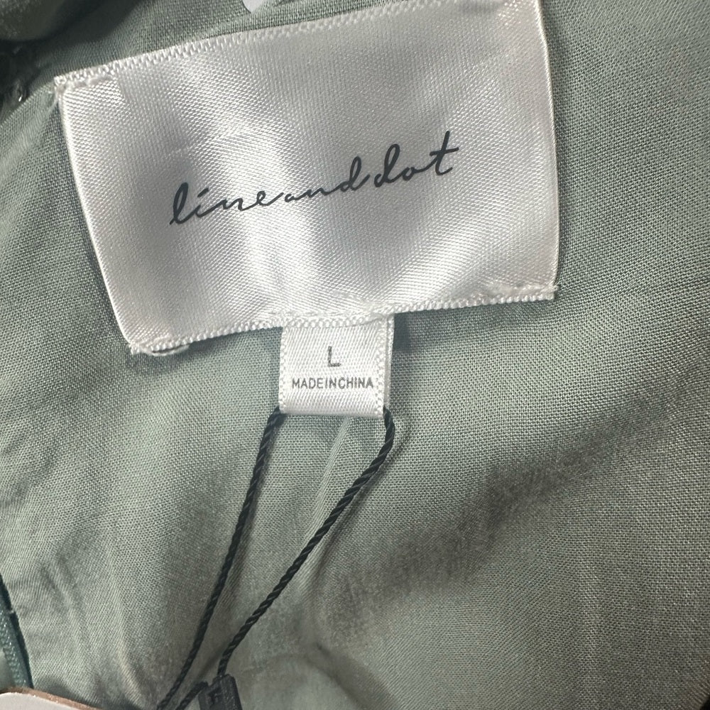 NWT SIZE XS/L Green Ruched Puff Sleeve Plunge Gown