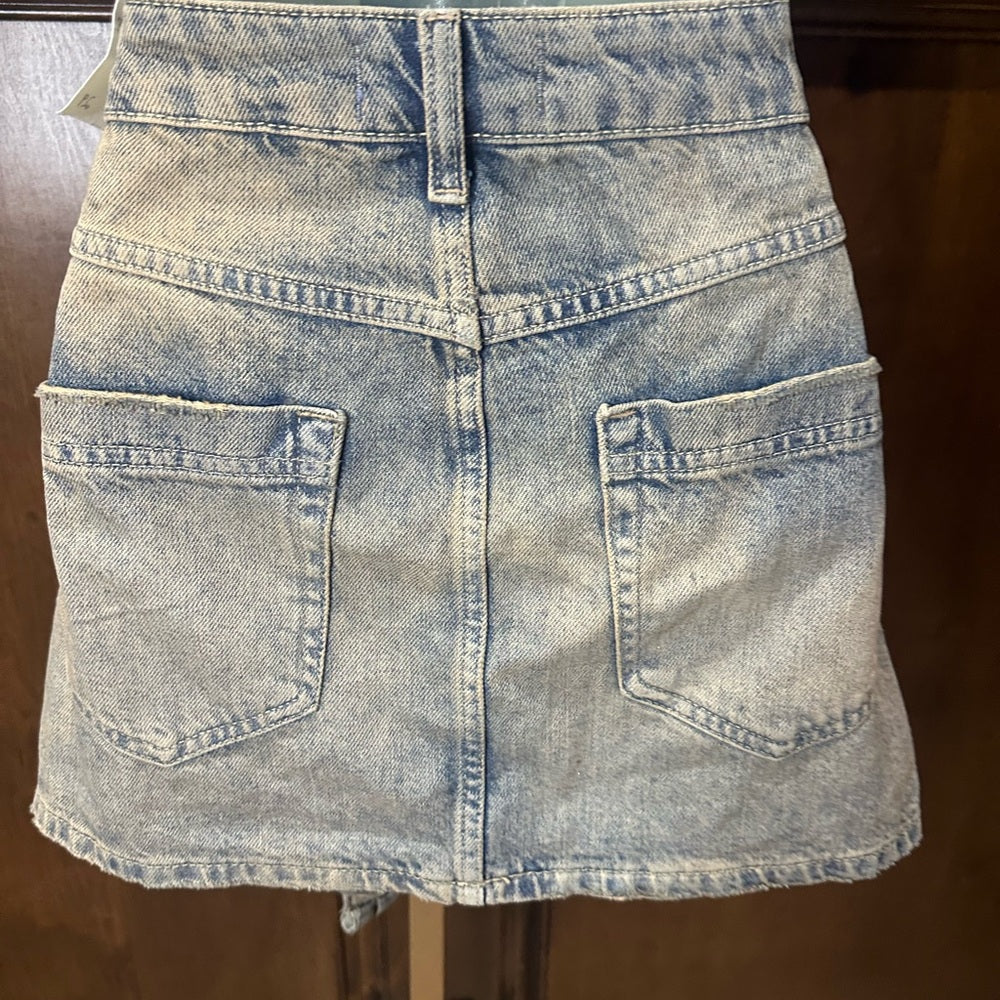 NWT SIZE 29 We The Free Blue Asymmetrical Wrap Mini Skirt