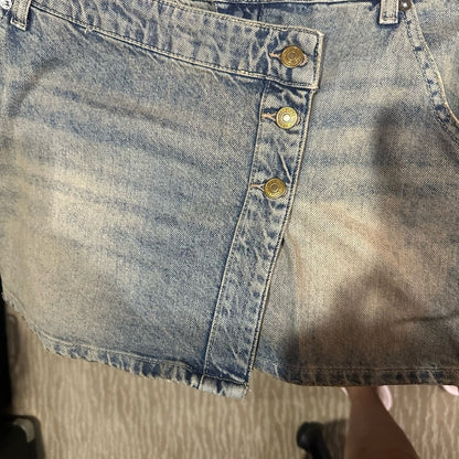 NWT SIZE 29 We The Free Blue Asymmetrical Wrap Mini Skirt