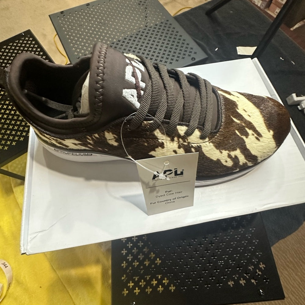 342. NEW SIZE 6 APL Brown and White Sneakers with Sporty Silhouette