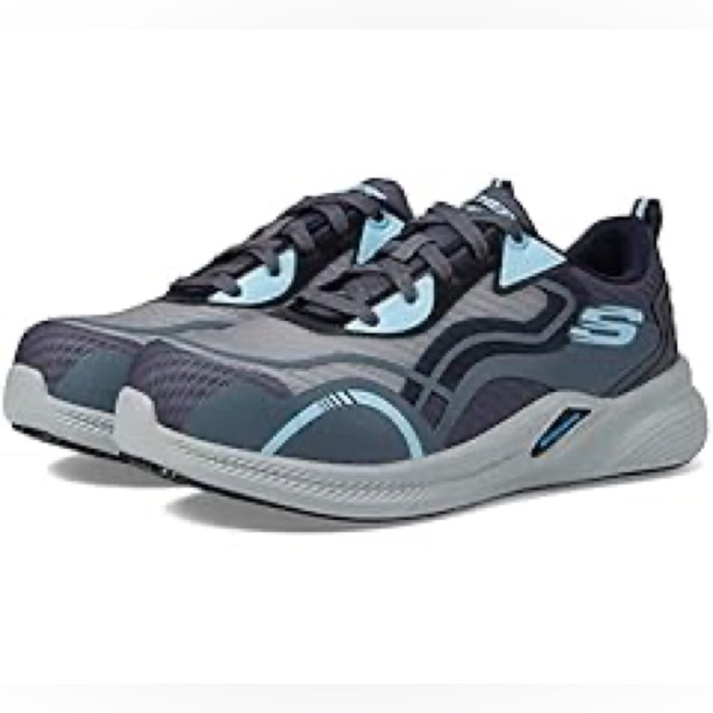 343. Slightly used SIZE 10 Skechers Gray and Blue Men's Sneakers
