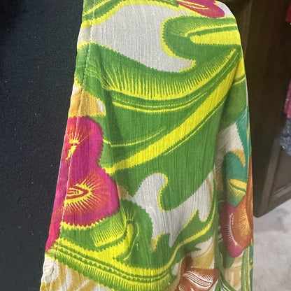 SIZE OS Coldwater Creek Floral Sheer Kimono - Green and Pink
