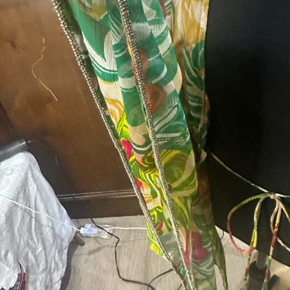 SIZE OS Coldwater Creek Floral Sheer Kimono - Green and Pink