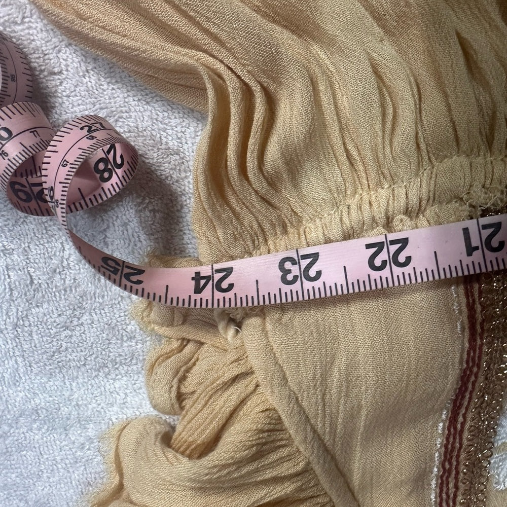 SIZE S Free People Yellow Resort Sundress w/Plunge Neckline, Flutter Sleeves