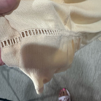 SIZE S Free People Yellow Resort Sundress w/Plunge Neckline, Flutter Sleeves