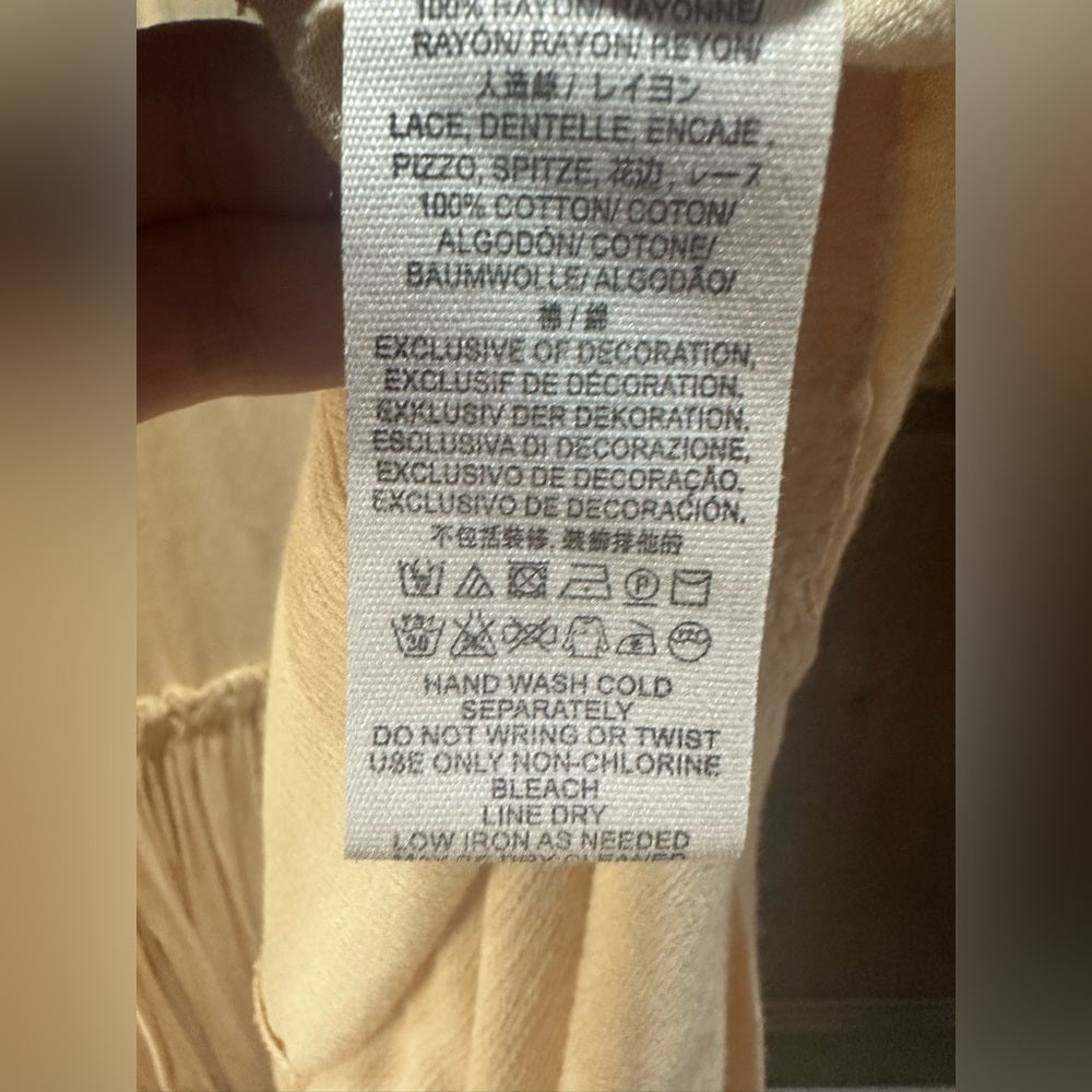 SIZE S Free People Yellow Resort Sundress w/Plunge Neckline, Flutter Sleeves