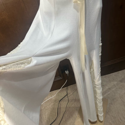 NWOT SIZE L POL Cream Wide Leg Lace Panel pants.