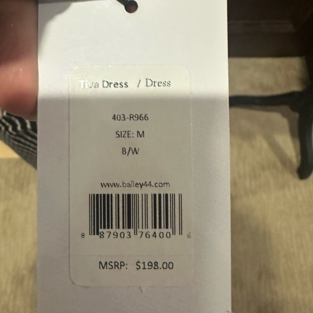 NWT SIZE M Bailey 44 Monochrome Striped Midi Dress