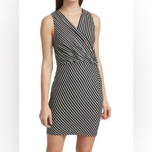 NWT SIZE M Bailey 44 Monochrome Striped Midi Dress