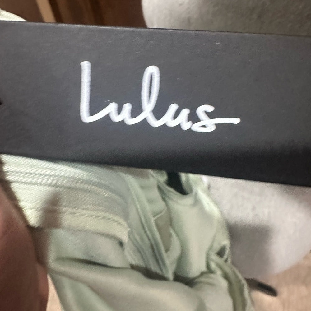 Lulu's Off-Shoulder Light Green Mini Dress