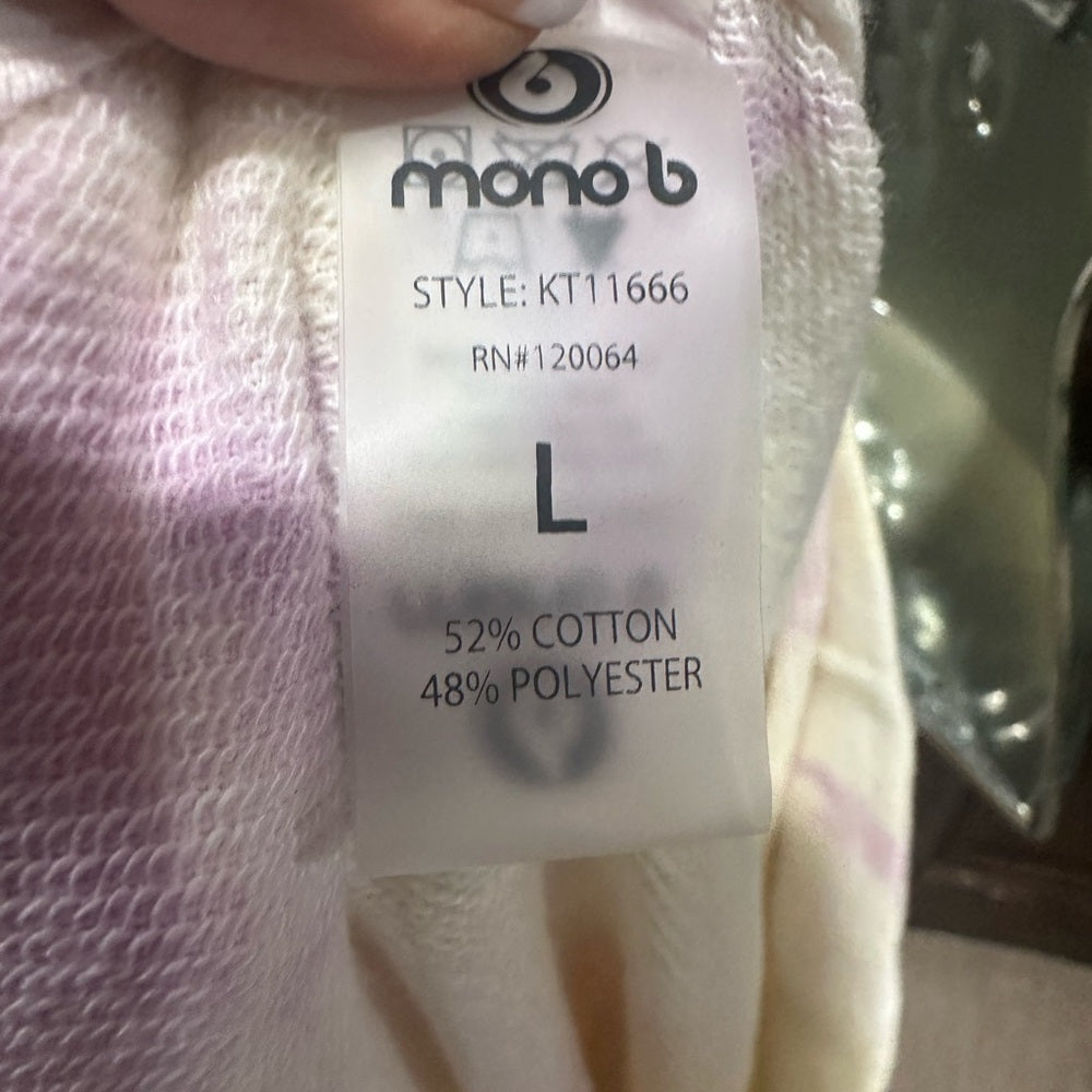 NWT SIZE S/M/L Mono B Lavender and Yellow Tie-Dye Hoodie