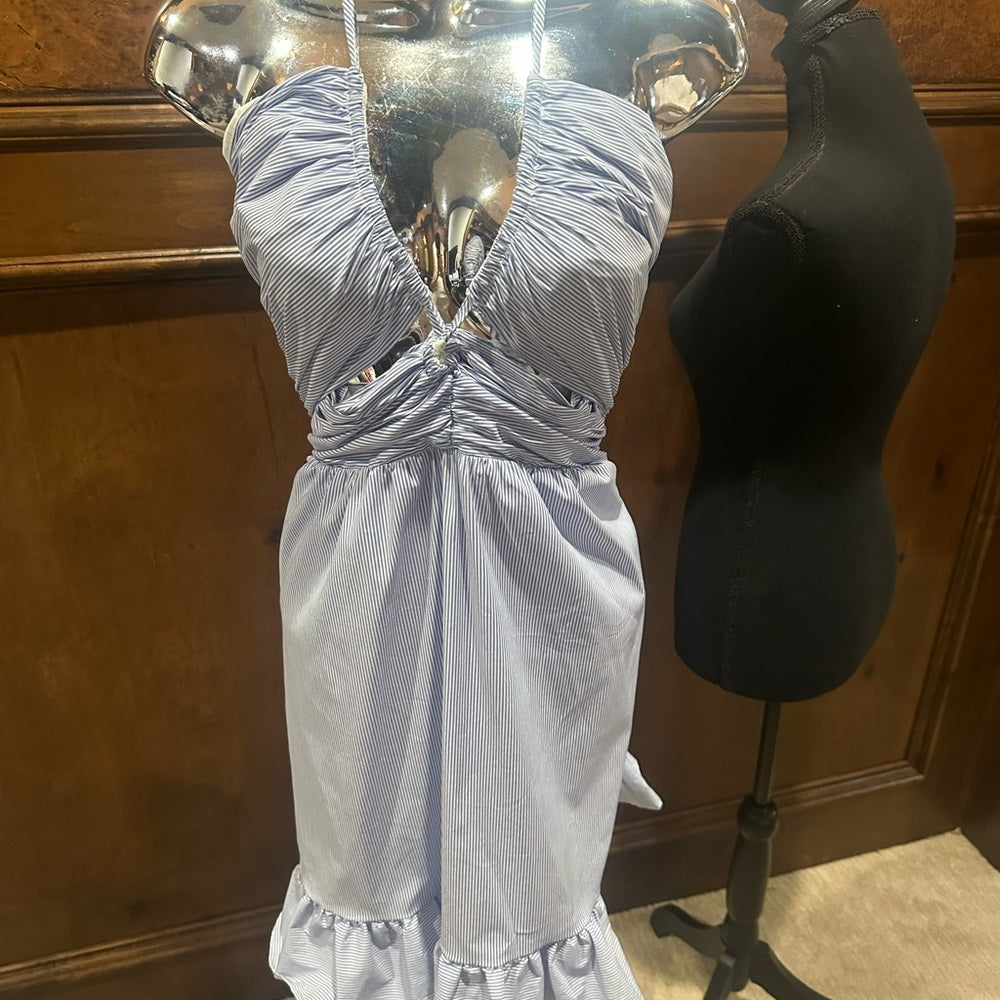 NWT SIZE L Bailey 44 Sky Blue Strapless Dress