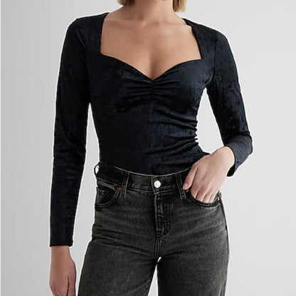 NWT SIZE S Lulu's Midnight Black Long Sleeve Bodysuit