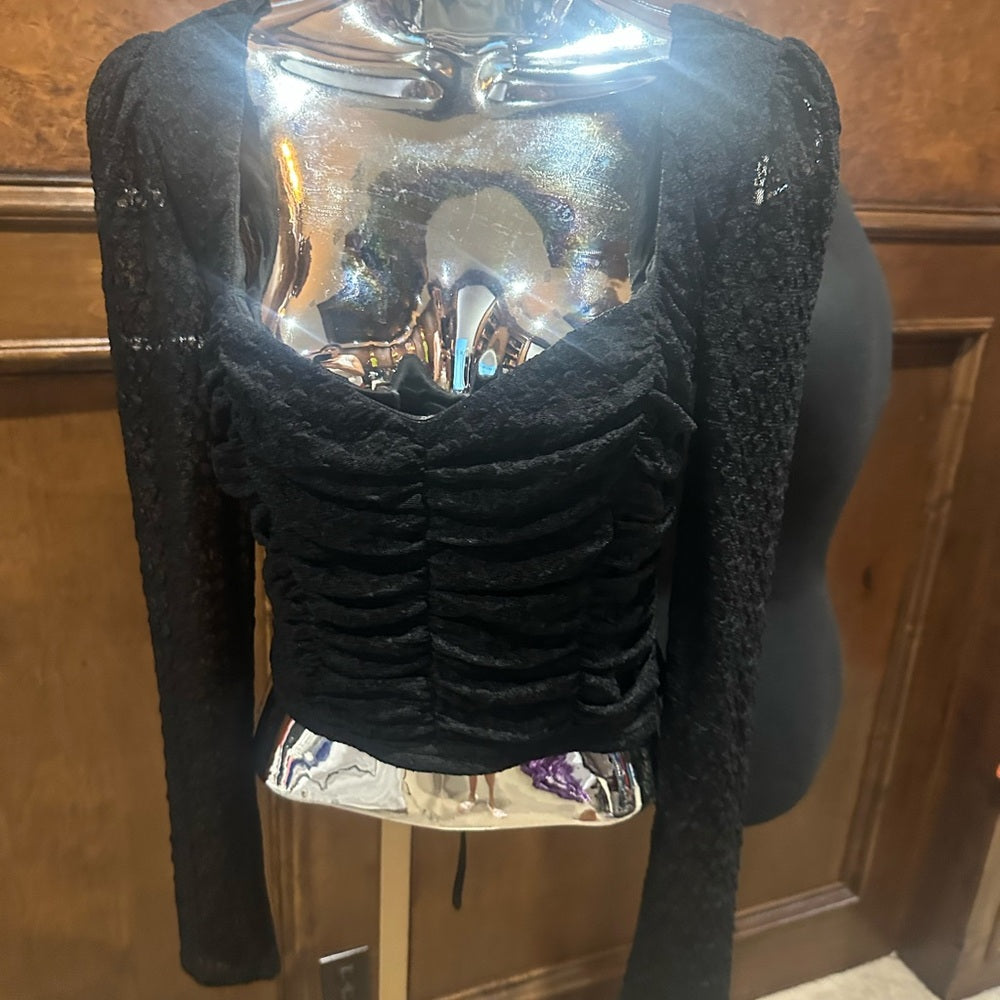 NWT SIZE S Lulu's Midnight Black Long Sleeve Bodysuit