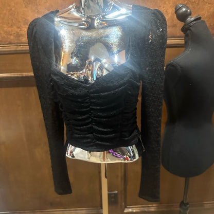 NWT SIZE S Lulu's Midnight Black Long Sleeve Bodysuit