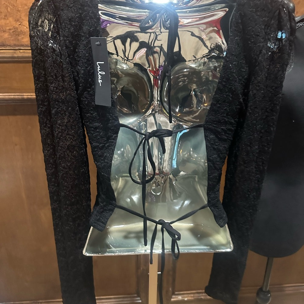 NWT SIZE S Lulu's Midnight Black Long Sleeve Bodysuit