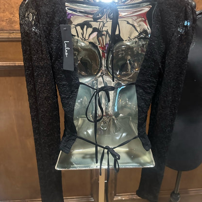 NWT SIZE S Lulu's Midnight Black Long Sleeve Bodysuit