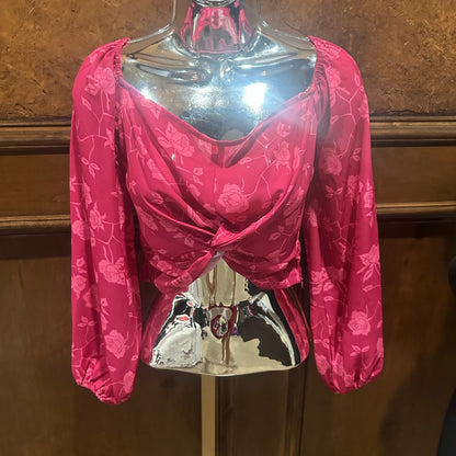 NWT SIZE S Elegant Floral Blouse with Twist Front