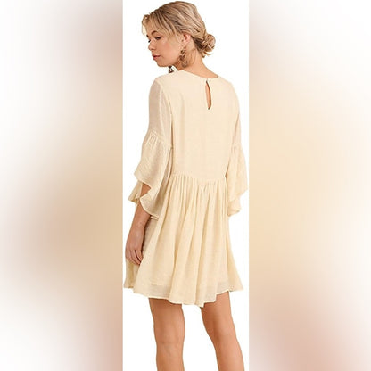 Umgee Cream Dress with Ruffled Details