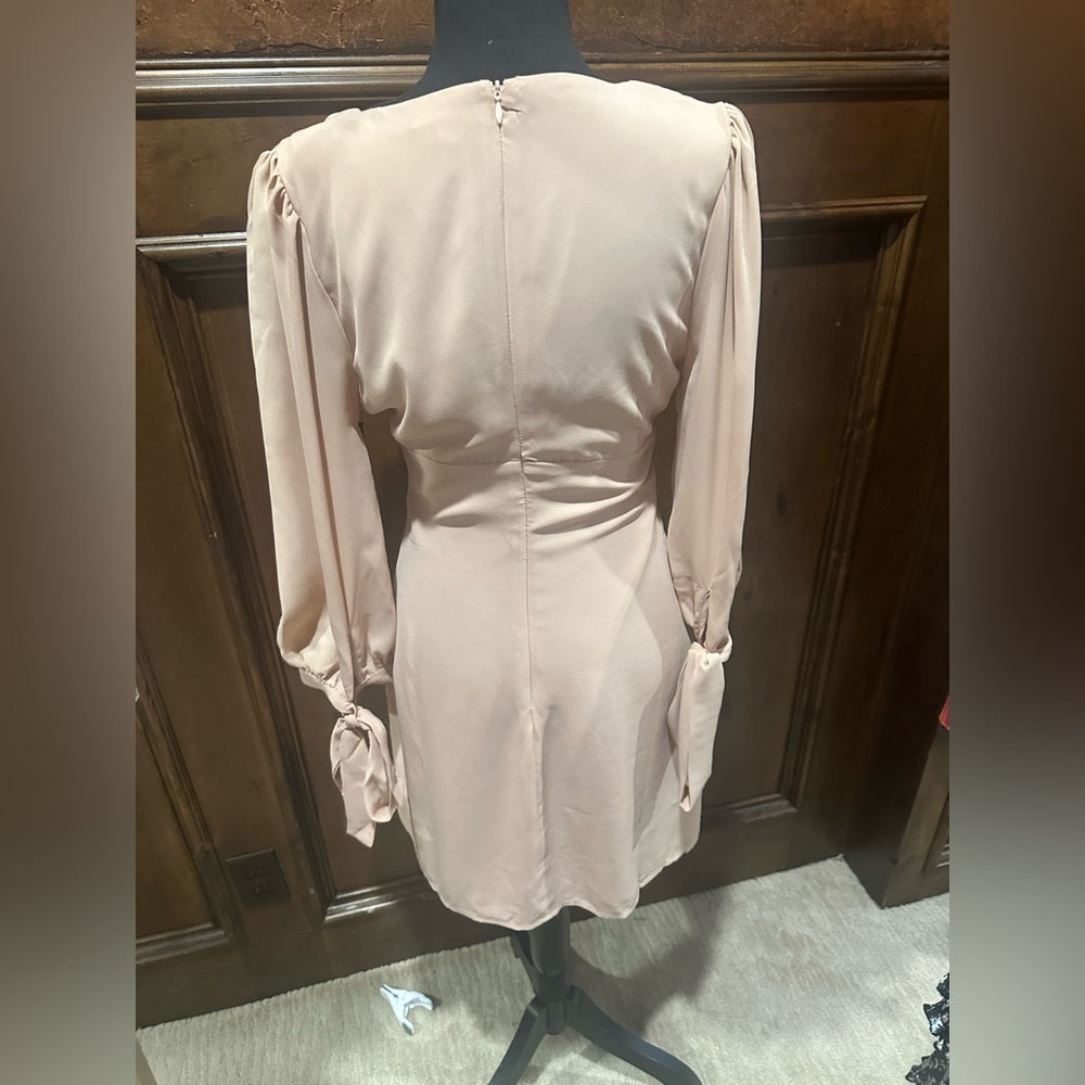 NWT SIZE S Boohoo Blush V-Neck Long Sleeve Dress