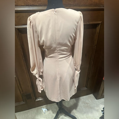 NWT SIZE S Boohoo Blush V-Neck Long Sleeve Dress