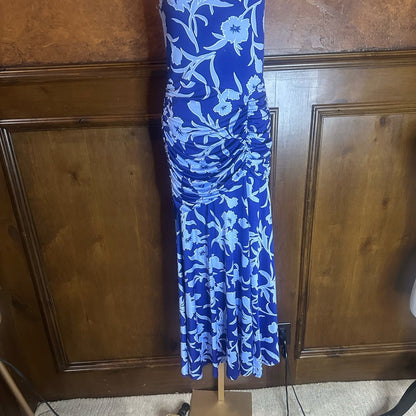 NWOT SIZE M Aqua Strapless Dress in Blue and White Floral