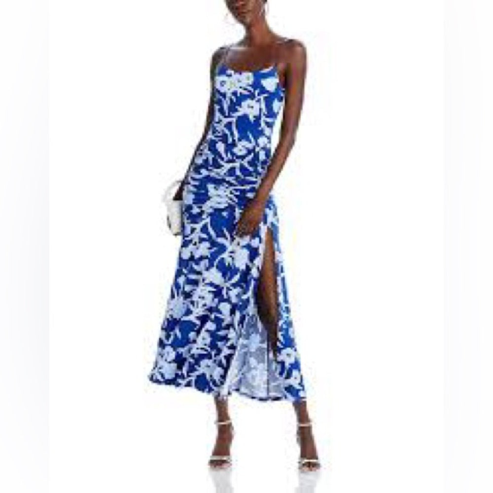 NWOT SIZE M Aqua Strapless Dress in Blue and White Floral