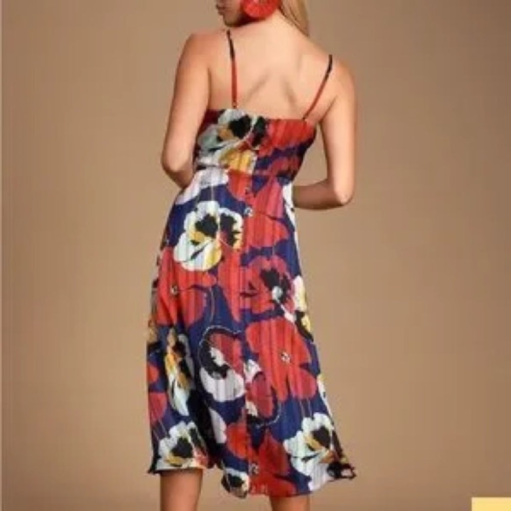 NWT SIZE XS Lulu's Multicolor Floral Midi Dress