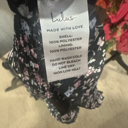 NWT SIZE M Lulu's Black and White Floral Ruffle Mini Dress