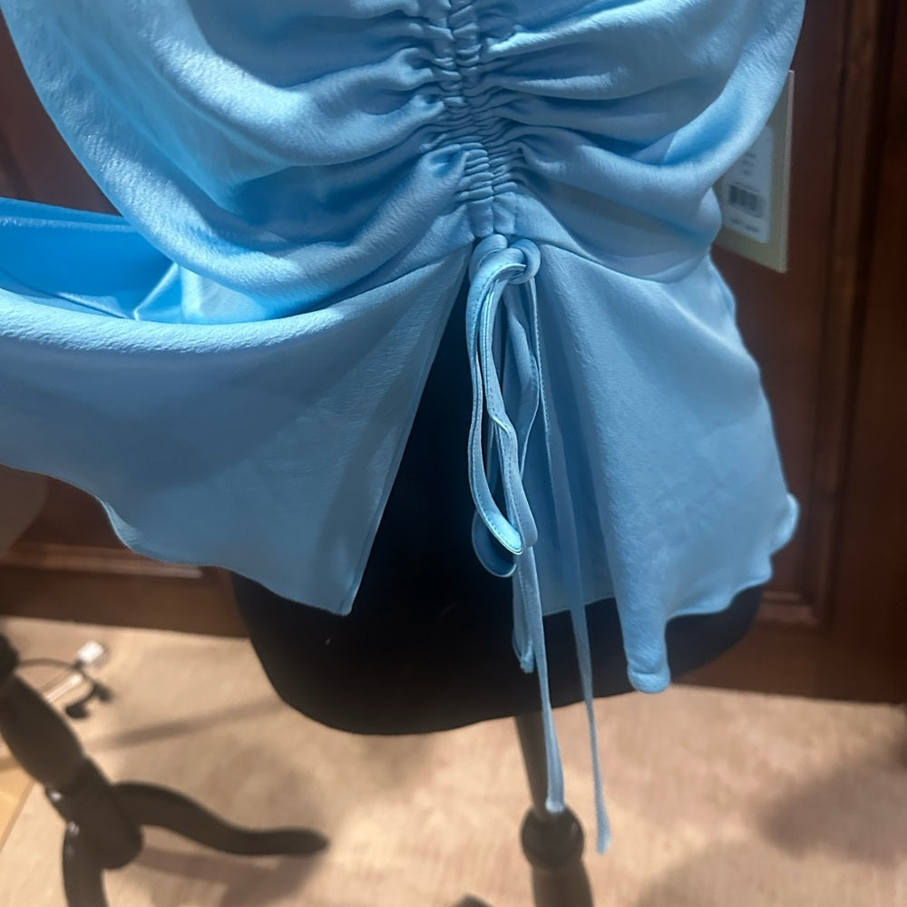 NWT SIZE M Bailey 44 Aqua Sleeveless Ruched Crop Top