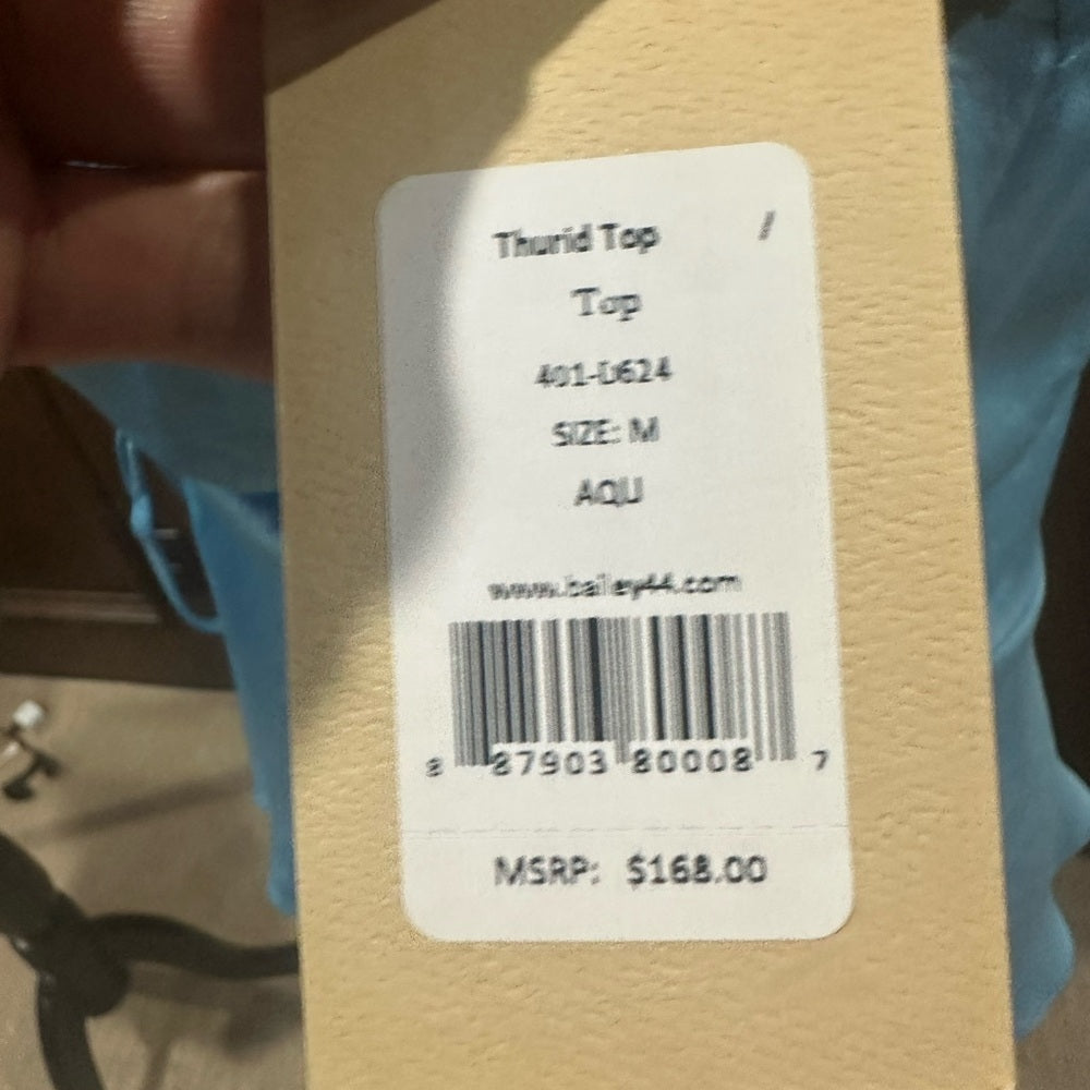 NWT SIZE M Bailey 44 Aqua Sleeveless Ruched Crop Top