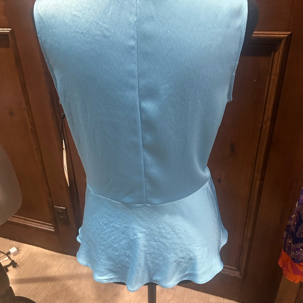 NWT SIZE M Bailey 44 Aqua Sleeveless Ruched Crop Top