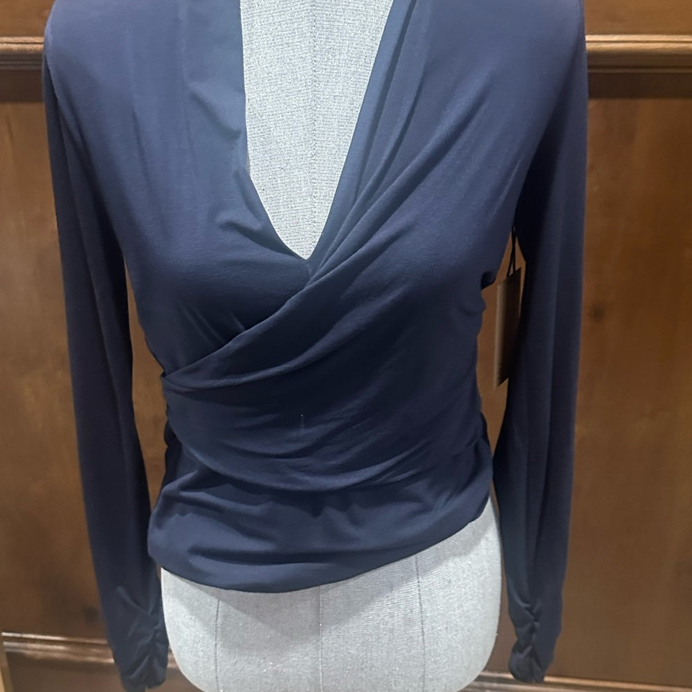 NWT SIZE M Bailey 44 Blue Wrap Top