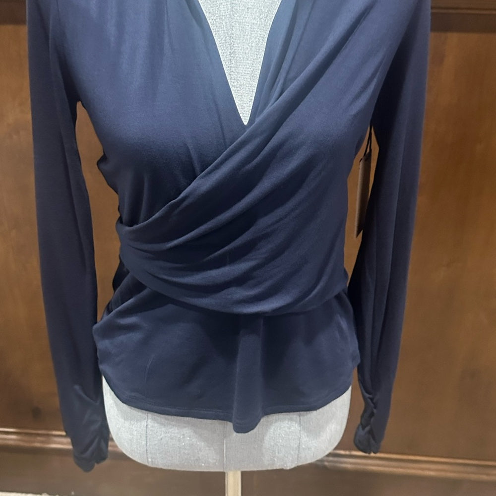 NWT SIZE M Bailey 44 Blue Wrap Top