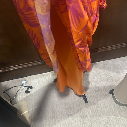 SIZE 4 Vibrant Long Sleeve Dress in Orange and Pink