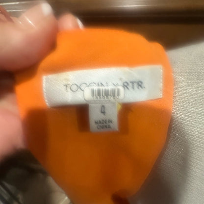 SIZE 4 Vibrant Long Sleeve Dress in Orange and Pink