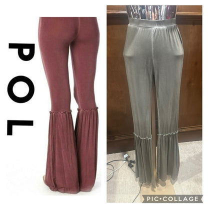 NWOT SIZE S POL Women's Flared Leggings in Green.