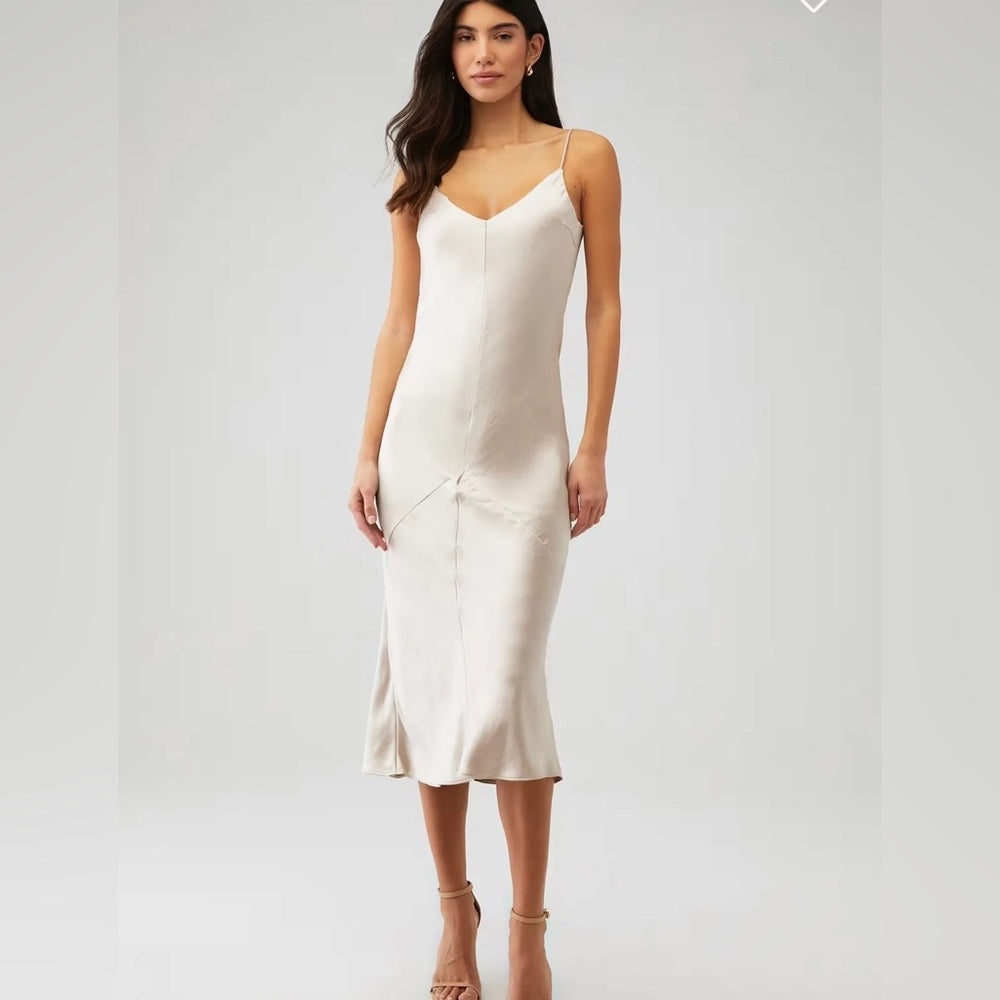 NWT SIZE M Line & Dot Cream Satin Midi Dress