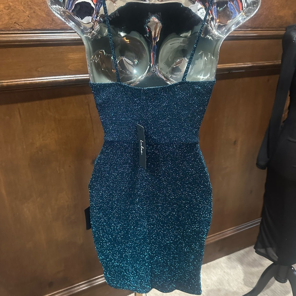 NWT SIZE XS Lulu's Sparkling Blue Mini Dress