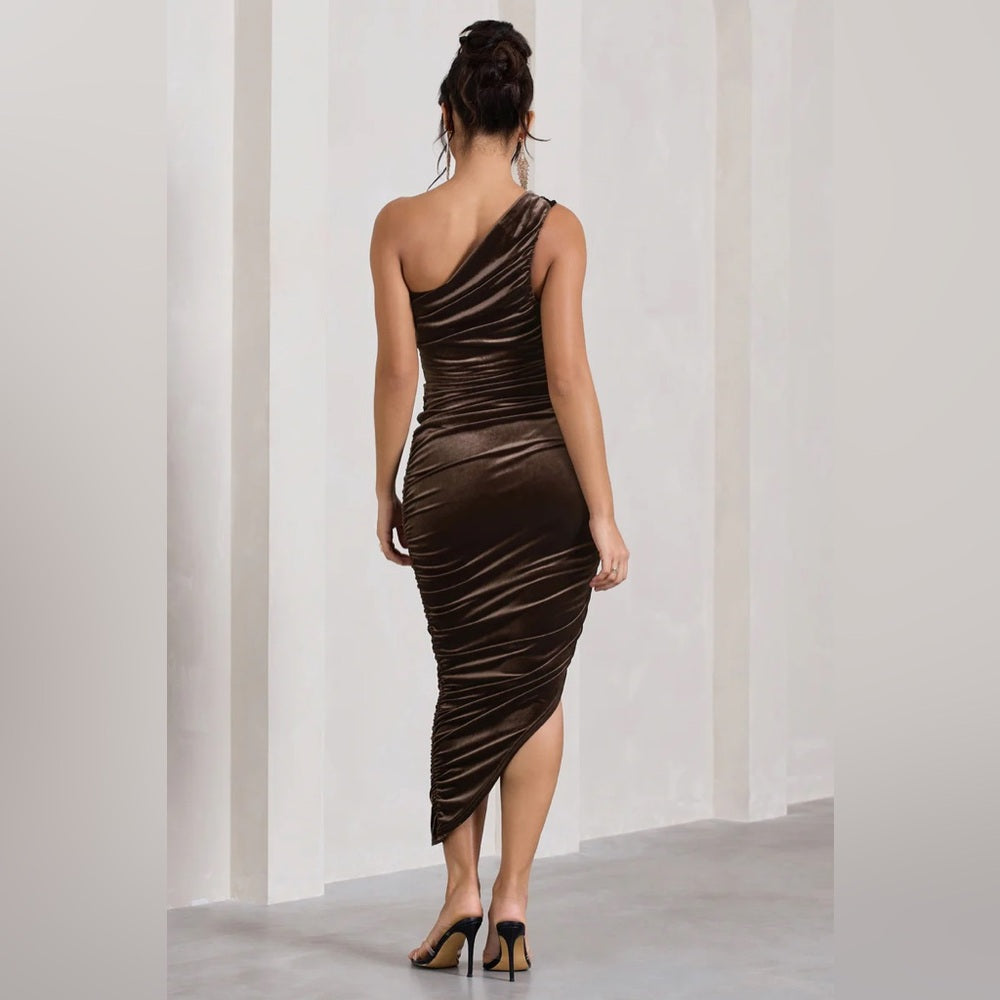 NWT SIZE S Lulu's Elegant Black One-Shoulder Dress