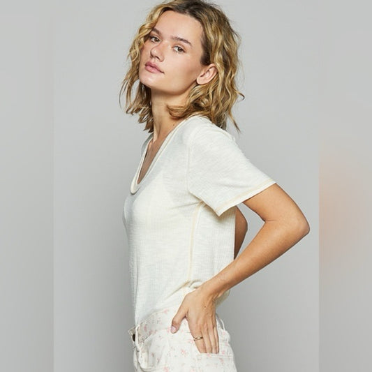 NWOT SIZE S POL Ivory Short Sleeve Top