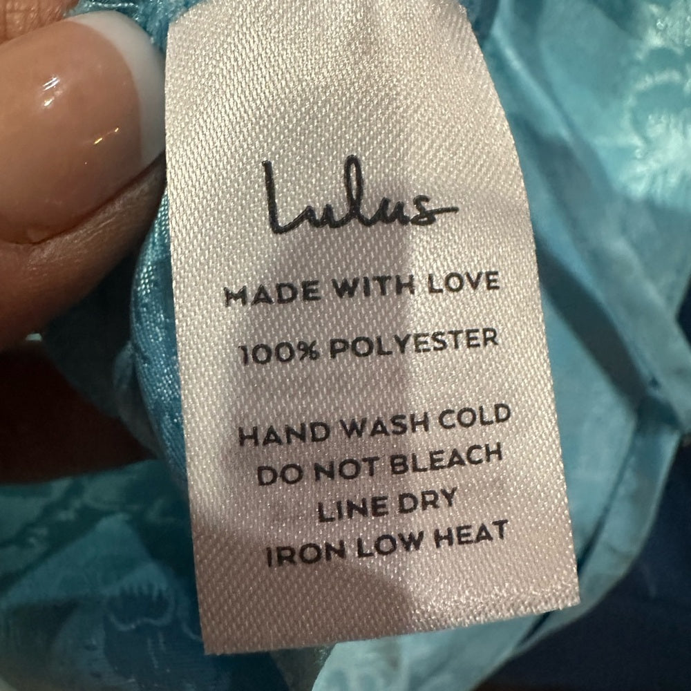 NWT SIZE S Lulu's Strapless Blue Satin Dress