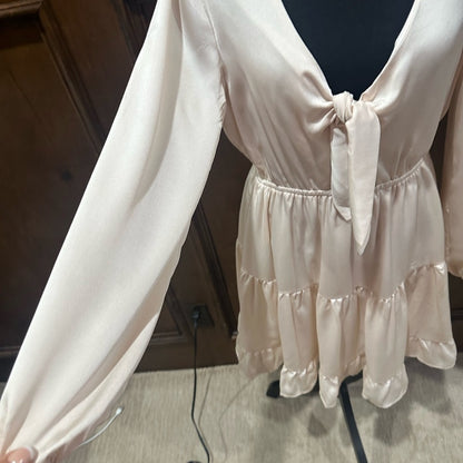 NWT SIZE M She + Sky Elegant Cream Long Sleeve Dress