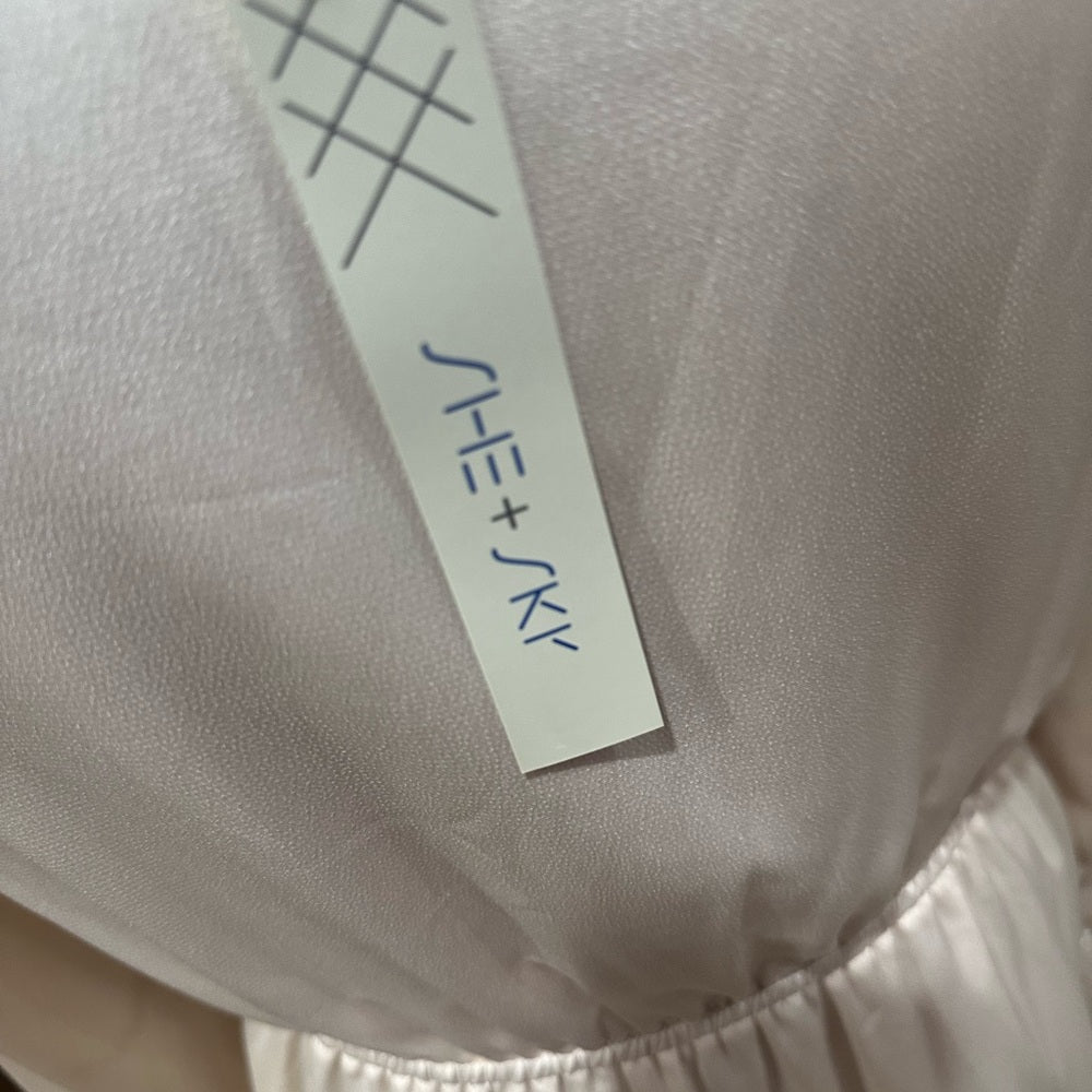 NWT SIZE M She + Sky Elegant Cream Long Sleeve Dress