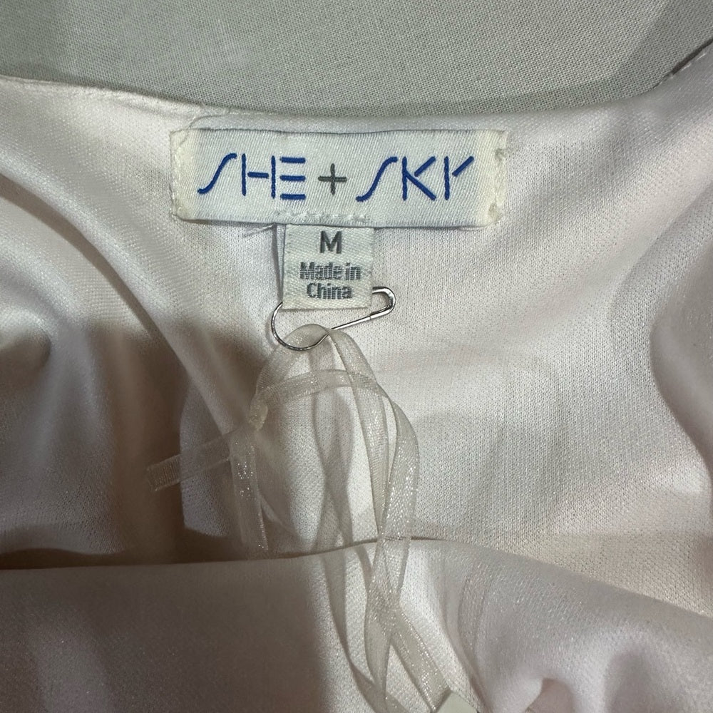 NWT SIZE M She + Sky Elegant Cream Long Sleeve Dress