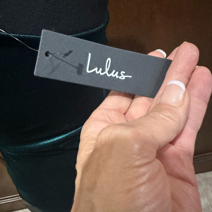 NWT SIZE XS Lulu's One-Shoulder Deep Green Velvet Dress