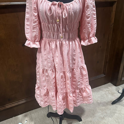 NWOT SIZE L Liberty Love Blush Pink Tiered Mini Dress