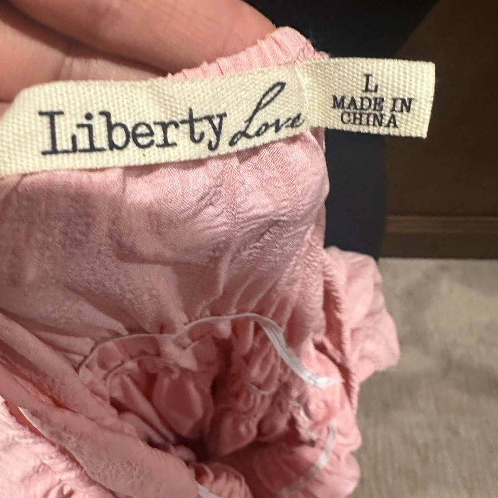NWOT SIZE L Liberty Love Blush Pink Tiered Mini Dress