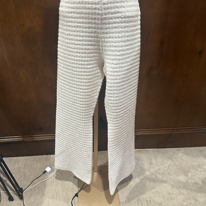 NWT SIZE 40 Sandro Cream Textured Wide Leg Pants